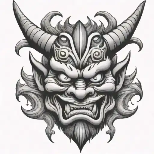 masque japanese oni demon mask tattoo design idea