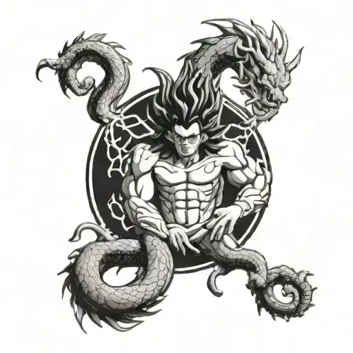 shenron surrounding Broly DBZ  tattoo design idea