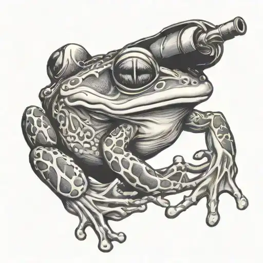 brutal frog with pipe tattoo design idea