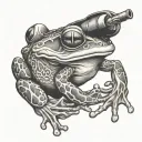 brutal frog with pipe tattoo design idea