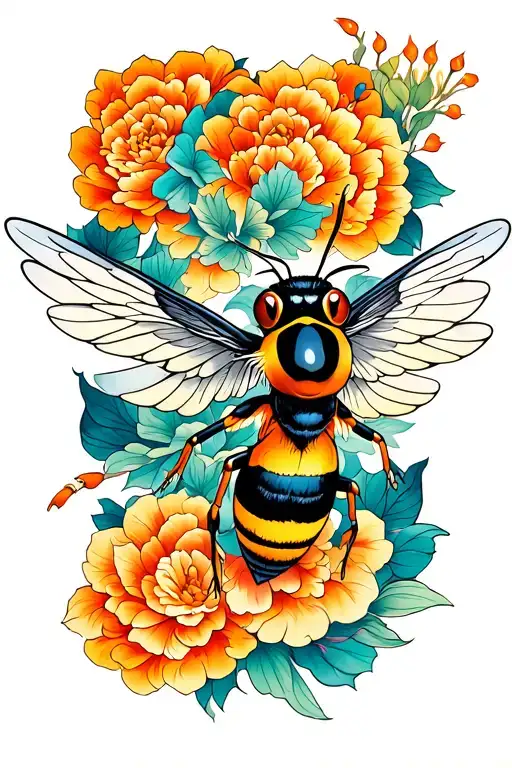 hornet flying tattoo design idea