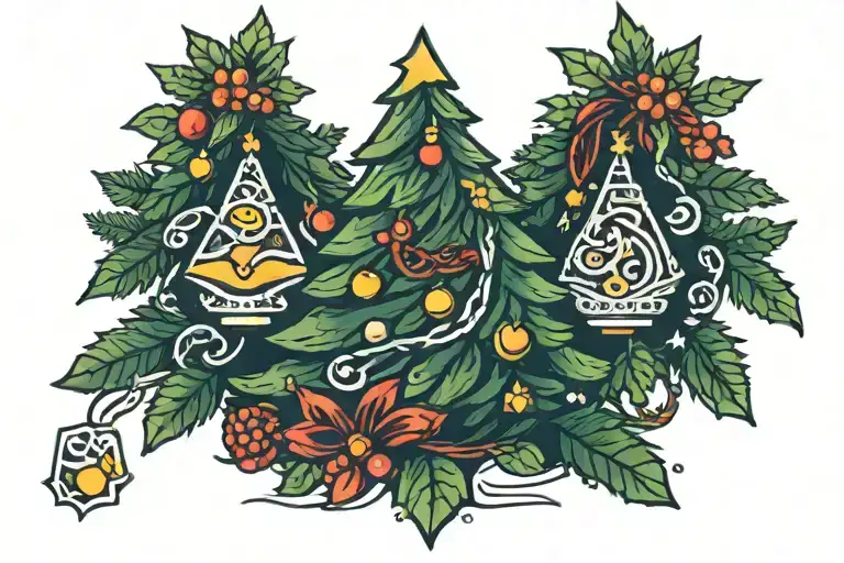 christmas tree tattoo design idea