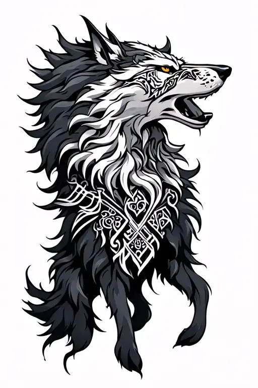 nordic skoll and hati tattoo design idea