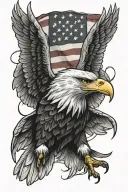bald eagle wings above its head with american flag obove head tattoo design idea