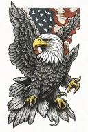 bald eagle wings above its head with american flag obove head tattoo design idea