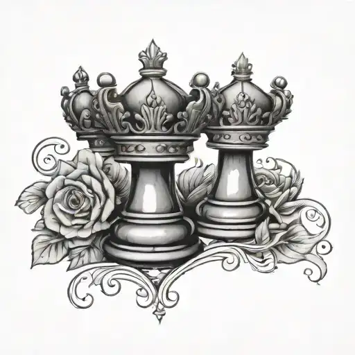 Black Queen chess piece incorporating  queens crown tattoo design idea