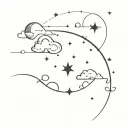 Moons, clouds and stars forming tattoo design idea