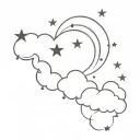 Moons, clouds and stars forming tattoo design idea