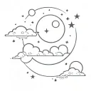 Moons, clouds and stars forming tattoo design idea