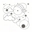 Moons, clouds and stars forming tattoo design idea