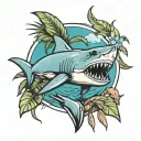 palm  tree shark tooth  tattoo design idea