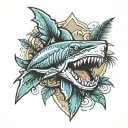 palm  tree shark tooth  tattoo design idea