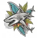 palm  tree shark tooth  tattoo design idea