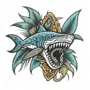 palm  tree shark tooth  tattoo design idea