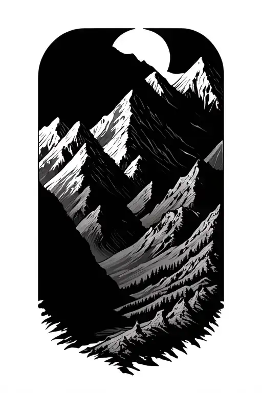 mountain range made tattoo design idea