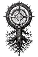  tree of life and incorporating metatron cube with a compass tattoo design idea