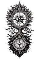  tree of life and incorporating metatron cube with a compass tattoo design idea