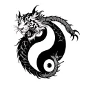 black dragon and white tigers yin yang symbol tattoo design idea