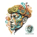 Psychedelic, human mind, maximum 5 colours tattoo design idea