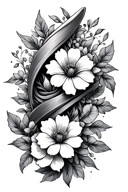 boomerang with flowers intertwined tattoo design idea