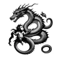 a dragon, snake, and monkey all fighting each other  tattoo design idea