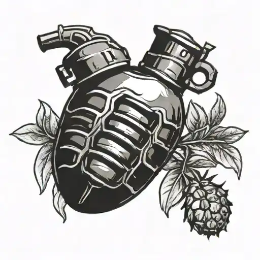 Grenade instead of a heart tattoo design idea