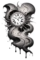 roman numeral clock broken and melting tattoo design idea