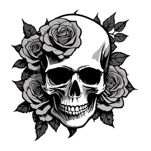 Steal Your Face Grateful Dead skull with roses tattoo design idea