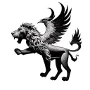 lion and phoenix tattoo design idea