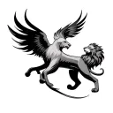 lion and phoenix tattoo design idea