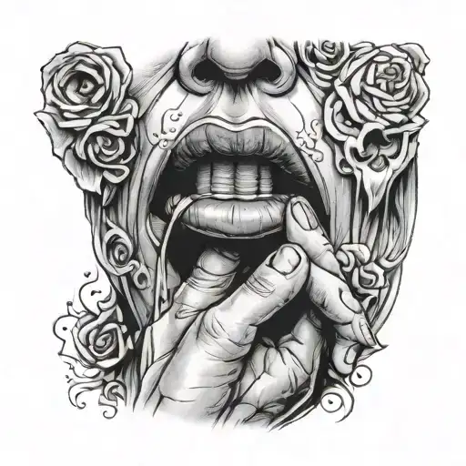 finger over mouth silence whisper shush be quiet shhh tattoo design idea