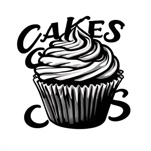 the word "Cakes" but the "a" is a cupcake tattoo design idea