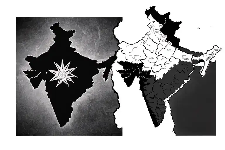 cameroon map on left and india map on right joining borders  tattoo design idea