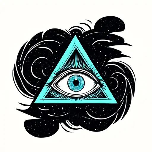 all seeing eye psychedelic triangle waves around it trippy cosmic meditation  tattoo design idea