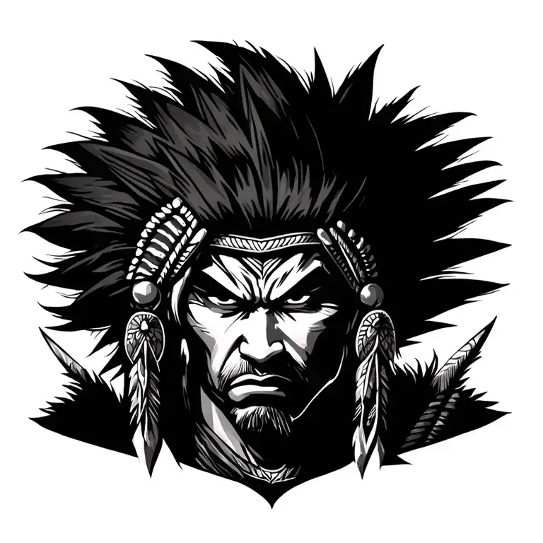 native American Indian super saiyan tattoo design idea