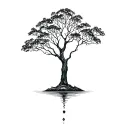 tree on a floating island tattoo design idea