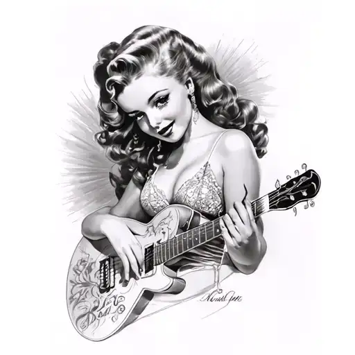 musical theatre pinup girl tattoo design idea