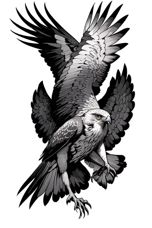goshawk attack prey detailed tattoo design idea