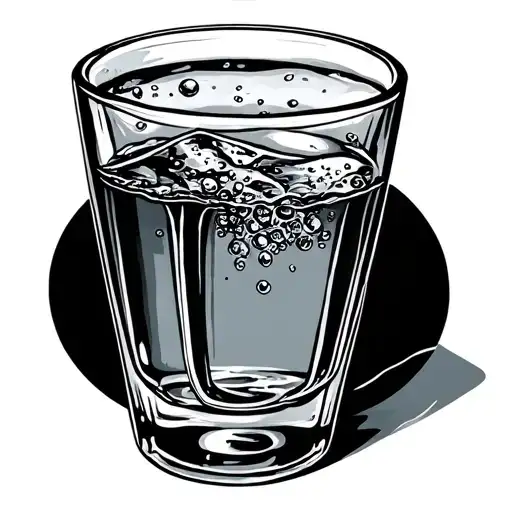 a glass half full of water tattoo design idea