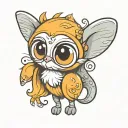 Cute animal with big eyes tattoo design idea