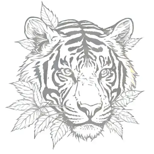 marijuana leaf tiger tattoo design idea