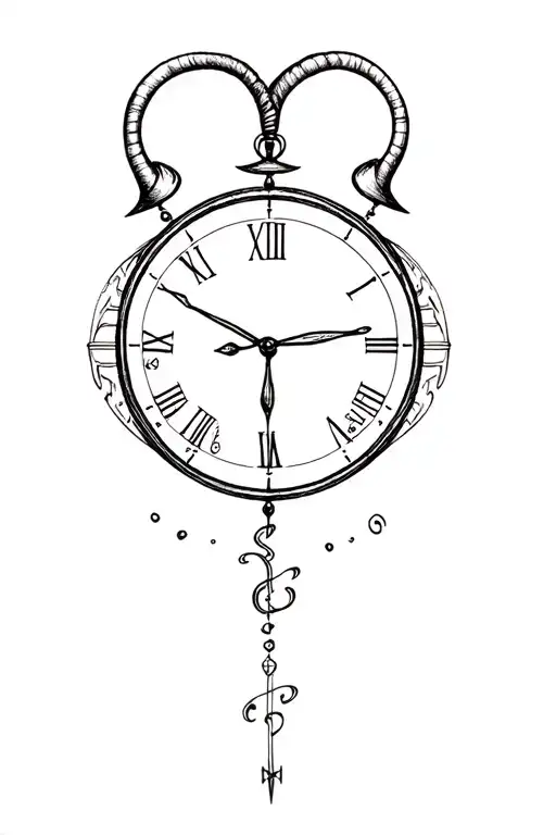 capricorn zodiac with a clock to represent the time and that i need enjoy the life tattoo design idea