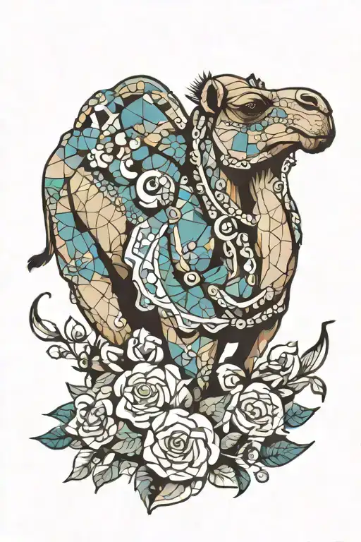 Camel mosaic tattoo design idea