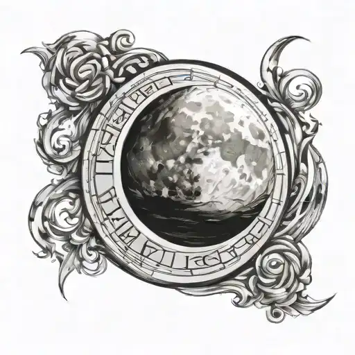 moon with roman numerals 15, 22, 15 tattoo design idea