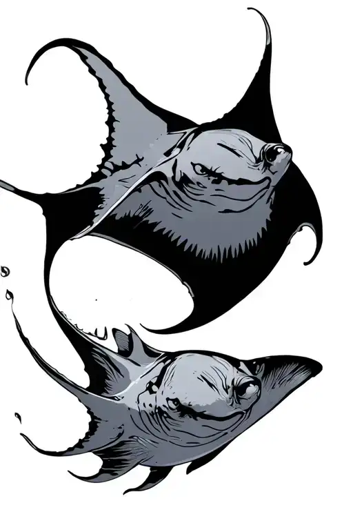 manta ray gracefully swimming tattoo design idea