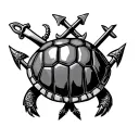 navy shellback tortoise shell with two anchors crossed and trident behind the shell tattoo design idea