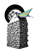 pink floyd prism and stone wall bricks and moon tattoo design idea