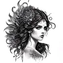 Dark Goddess tattoo design idea