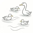 one duck and two ducklings following their mother, in the water tattoo design idea