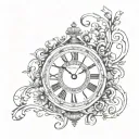 simple Roman numeral clock face tattoo design idea